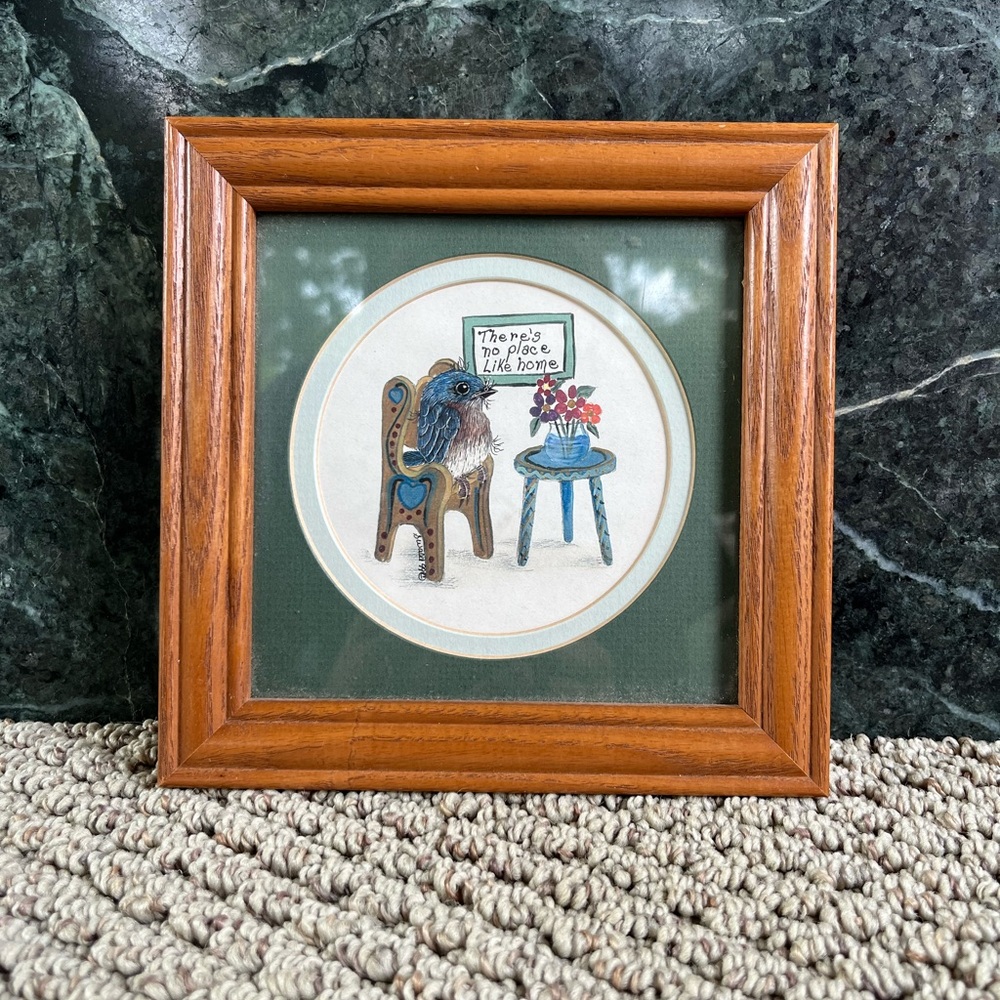 Framed Bird Art with Wooden Frame